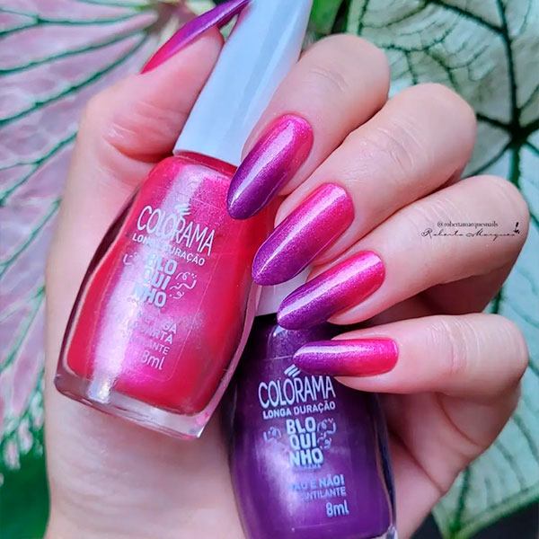 Combinação perfeita  de roxo com rosa cintilantes