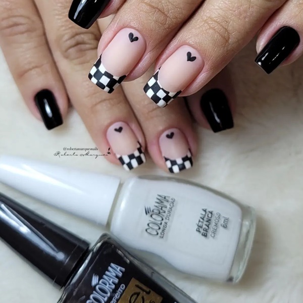 Sugestões de unhas em preto e branco