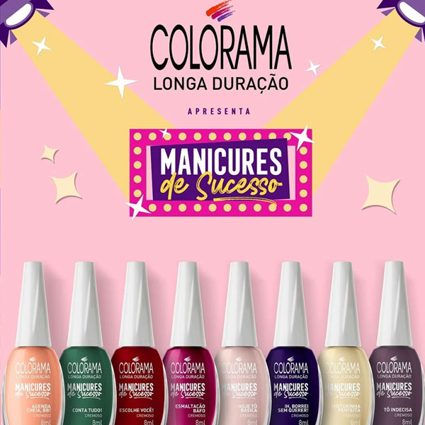 Imagem mostrando os esmaltes da nova coleção Manicures de Sucesso | Colorama